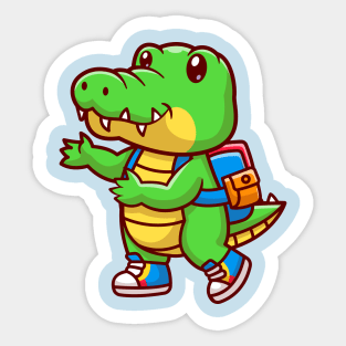 Cute Crocodile Back To School Cartoon Sticker